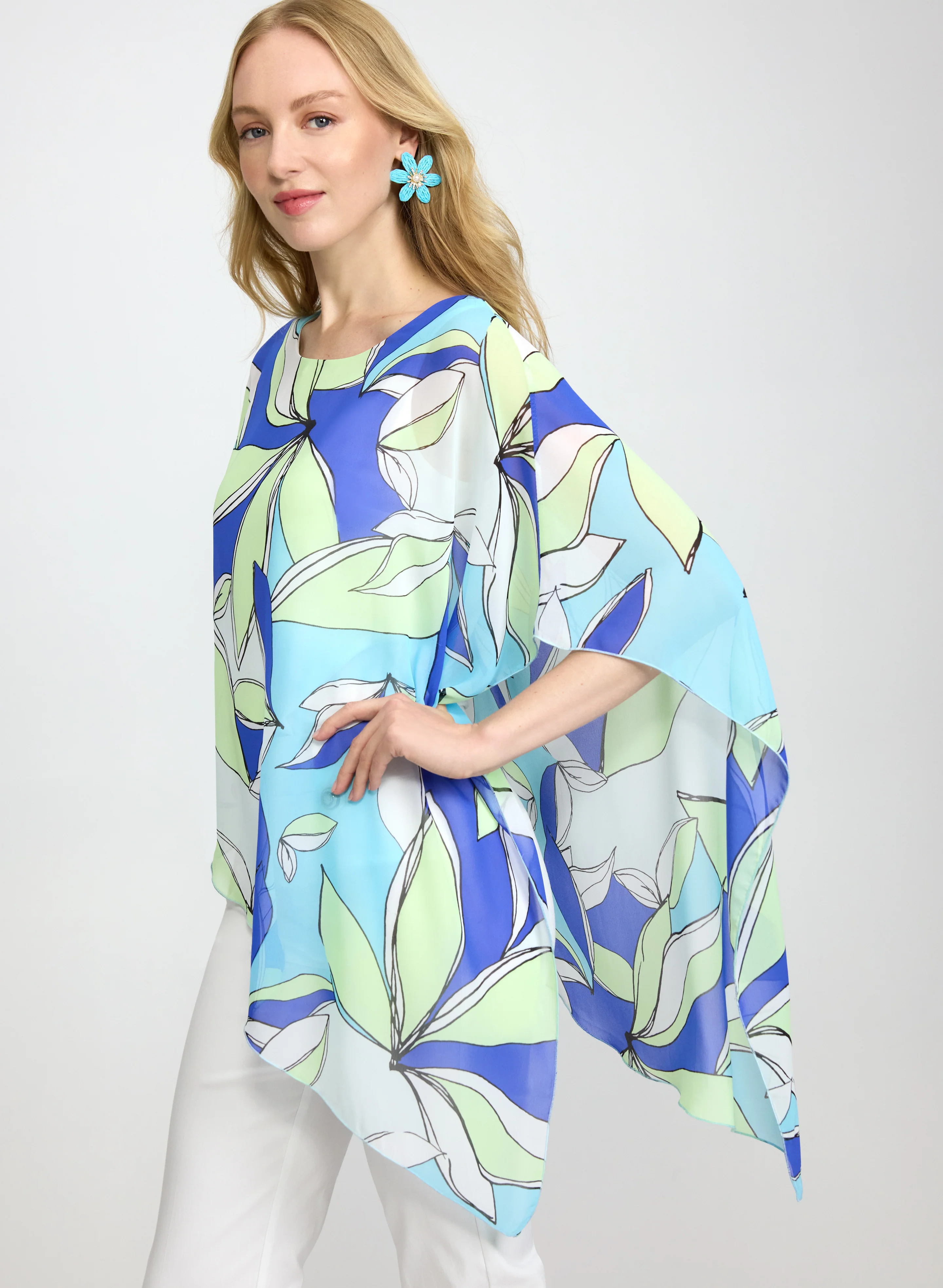 Asymmetric Leaf Print Blouse - Image 4