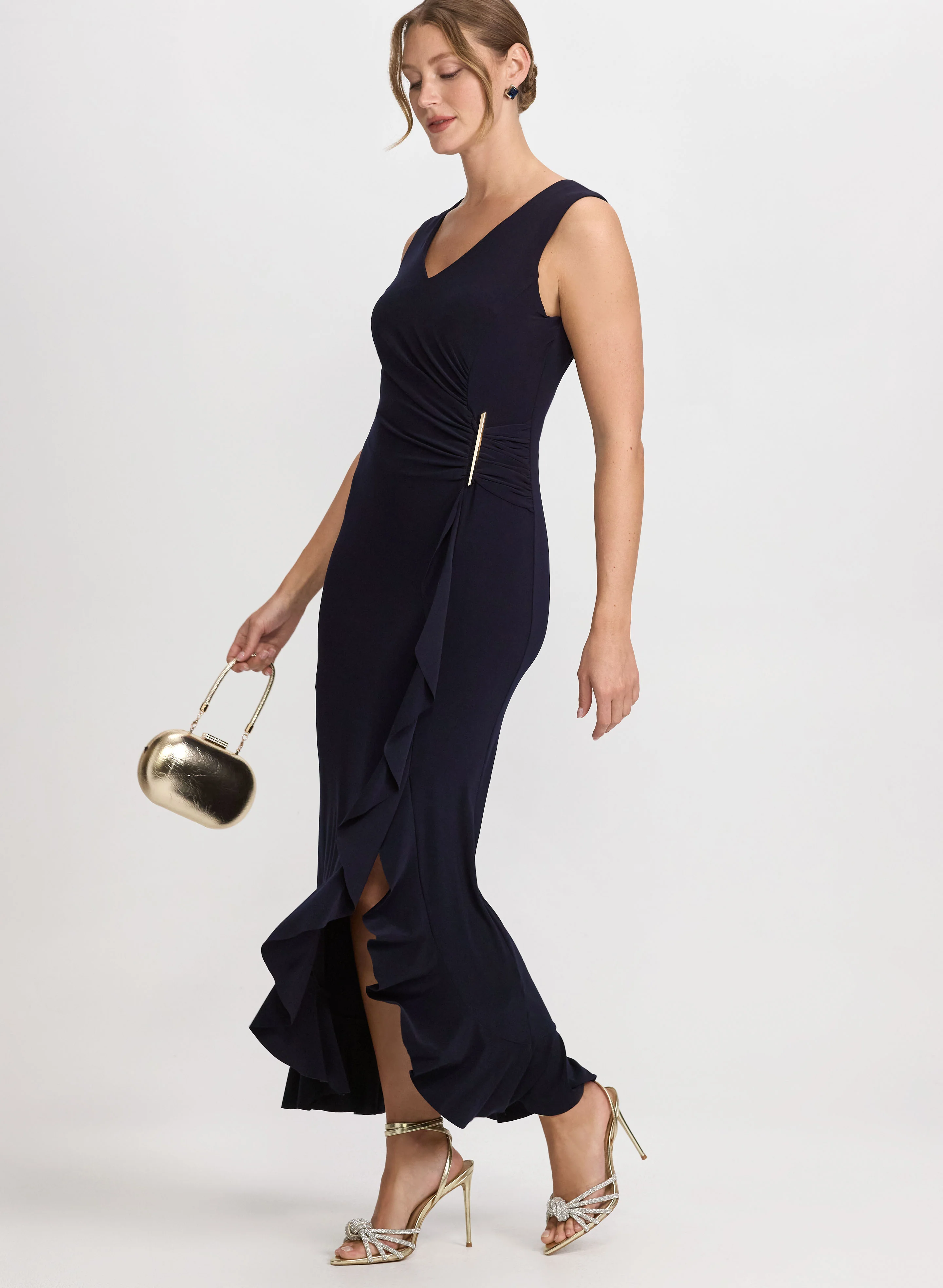 Asymmetric Waterfall Ruffle Dress - Image 2