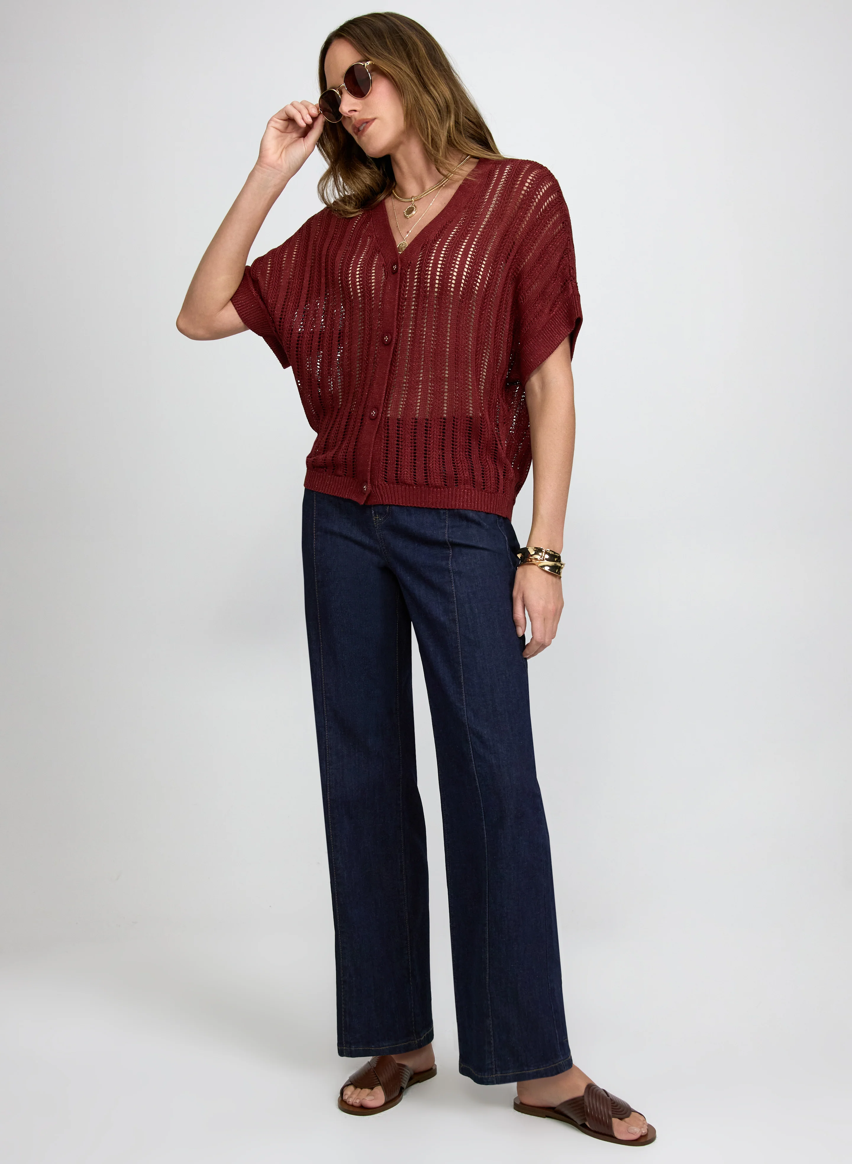 Lurex Short Sleeve Cardigan - Image 4