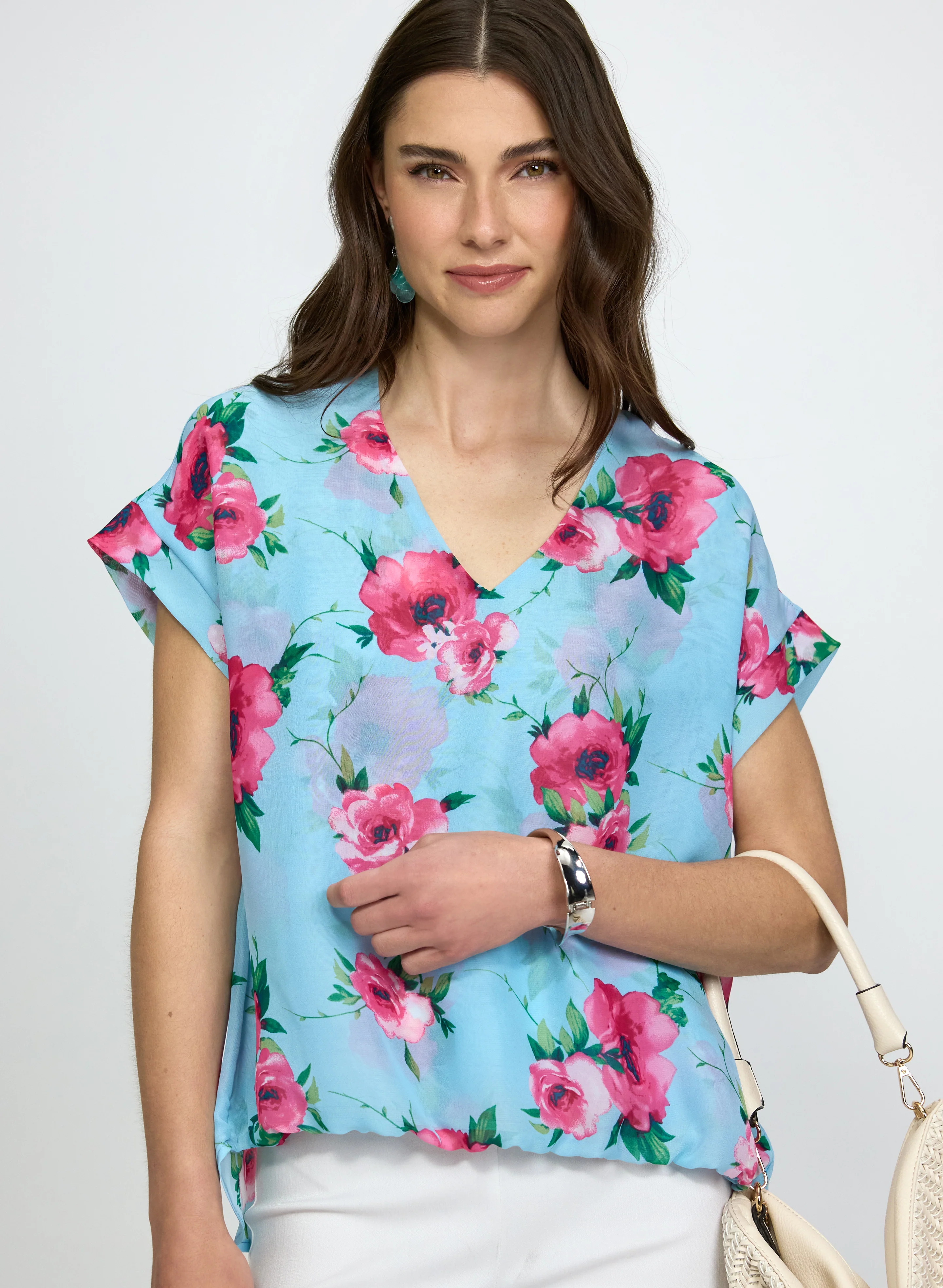 Rose Print Chiffon Blouse